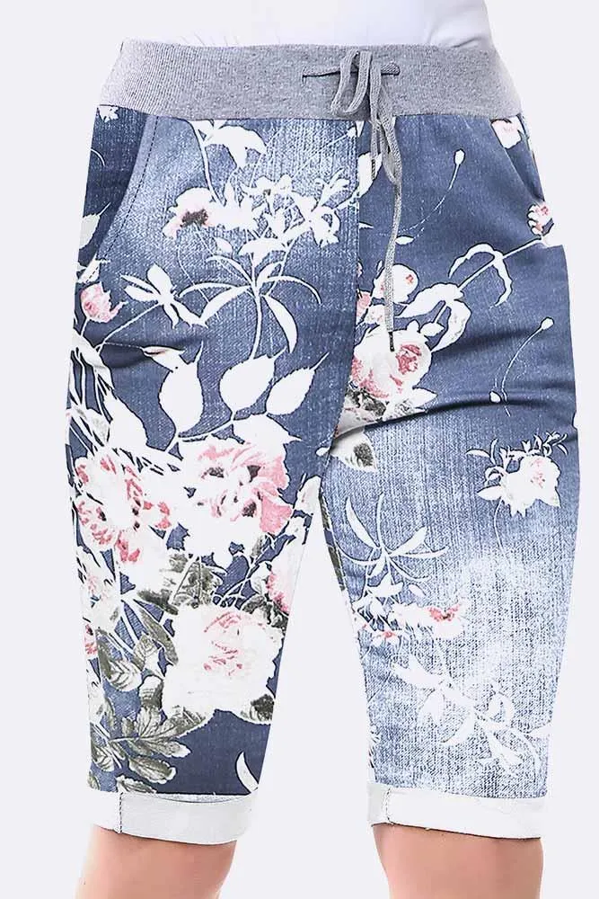 Italian Blossom Print 3/4 Trouser