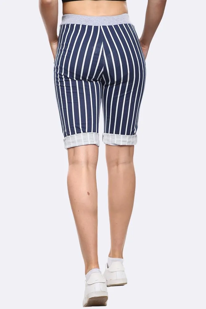 Italian Stripe Print 3/4 Trouser