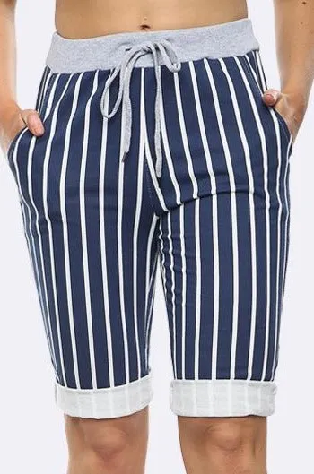 Italian Stripe Print 3/4 Trouser