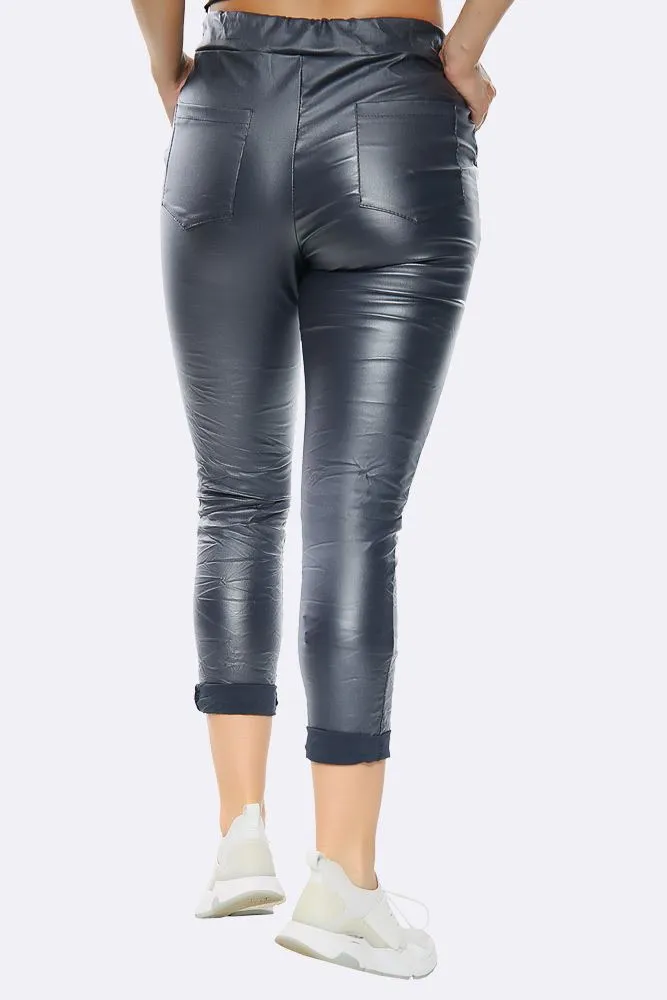 Italian Wet Look Full Length Magic Pant