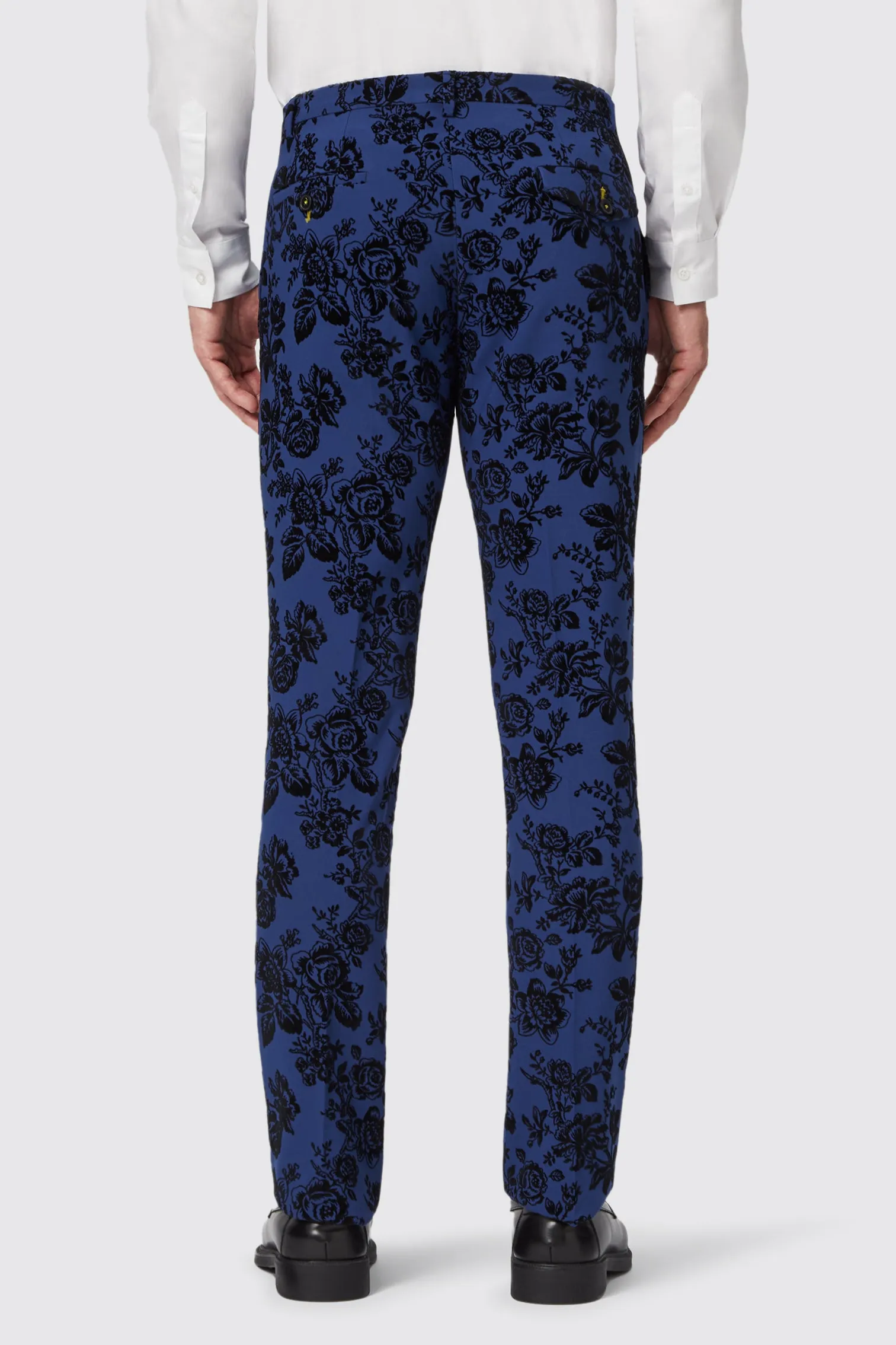 Jackalope Blue Suit Trouser with Floral Flocking