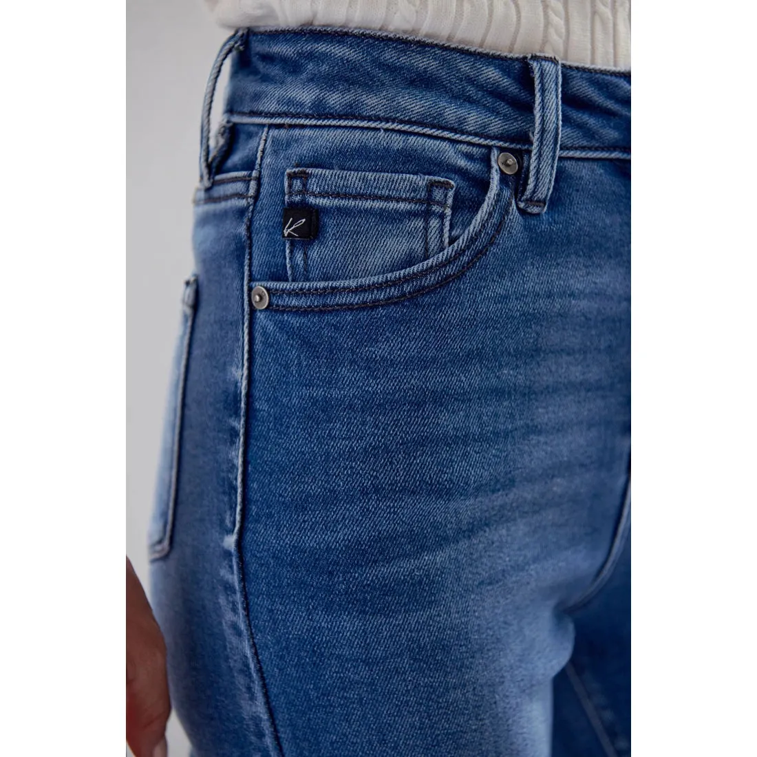 KanCan High Rise Exposed Button Bootcut Jeans