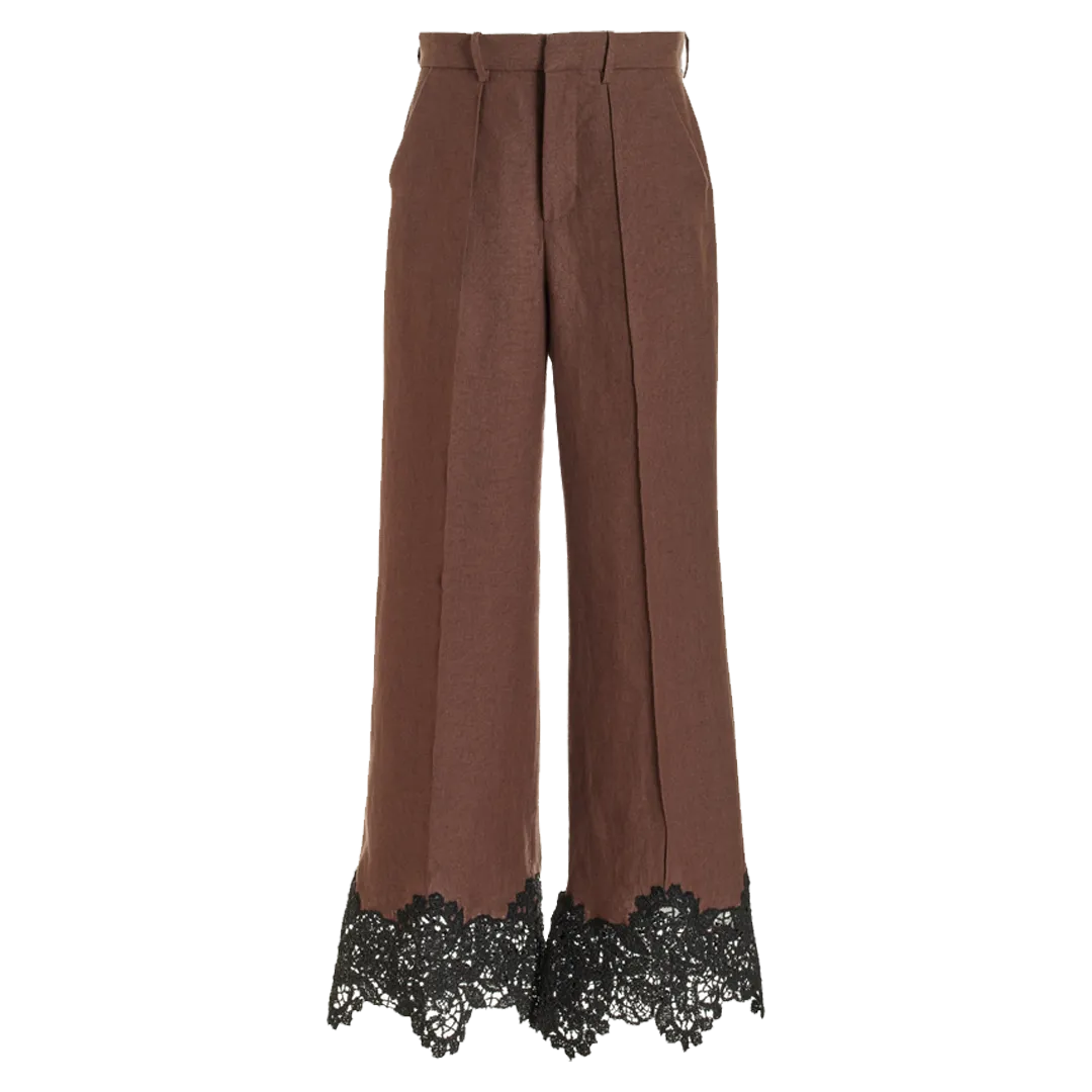 Lace-Paneled Wide-Leg Pants