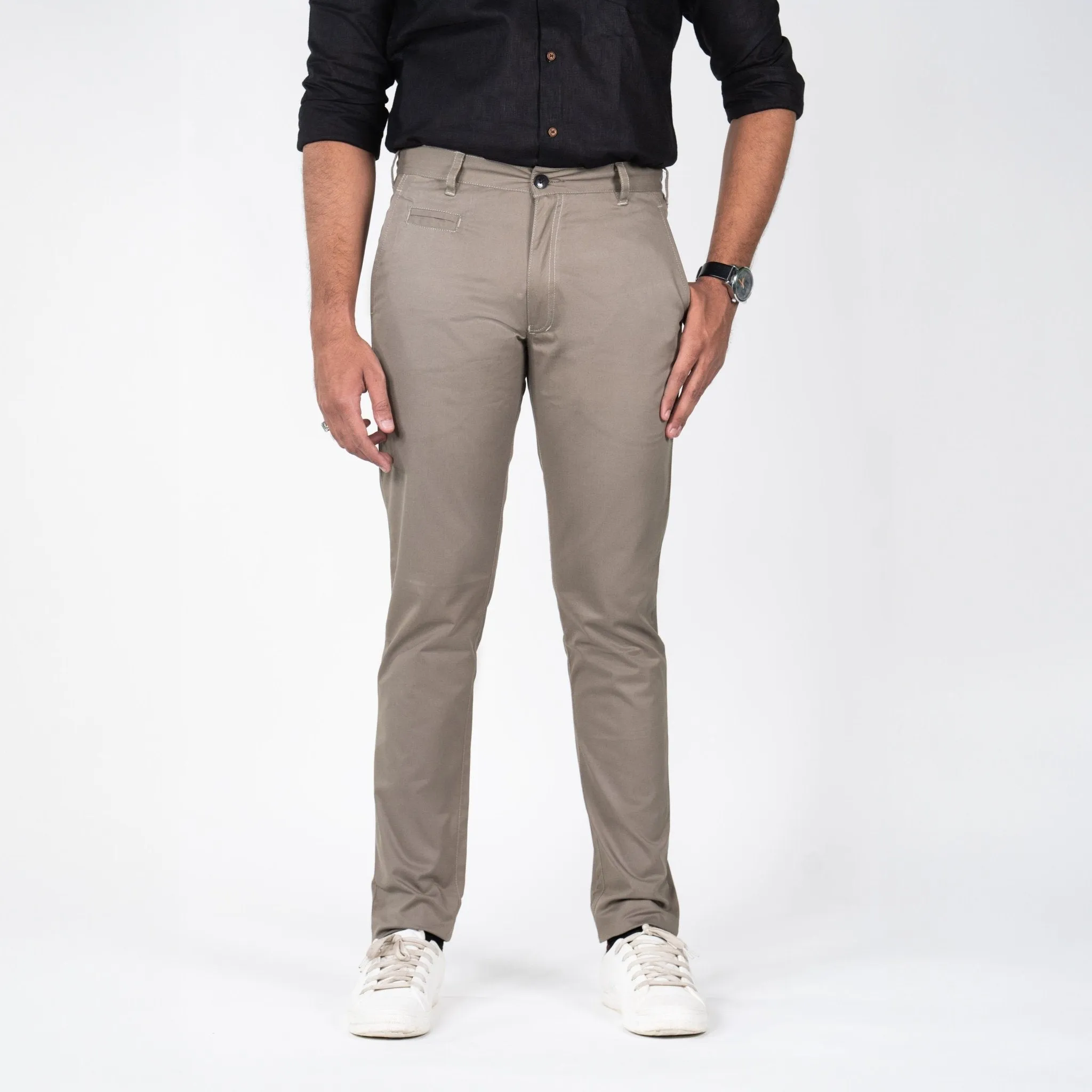 Light Brown Color Cotton Trouser Pants for Men