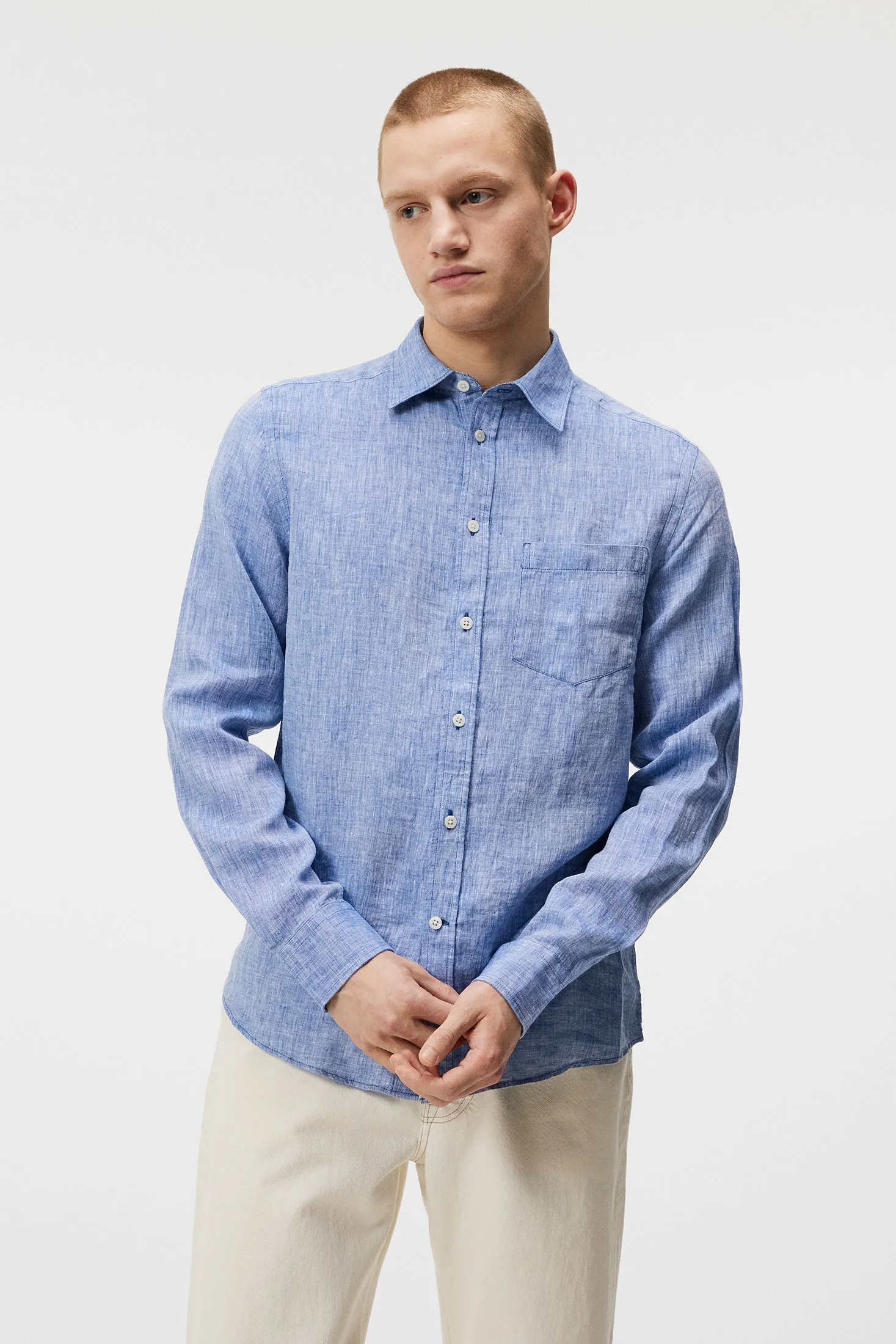 Linen Melange Long Sleeve Slim Shirt