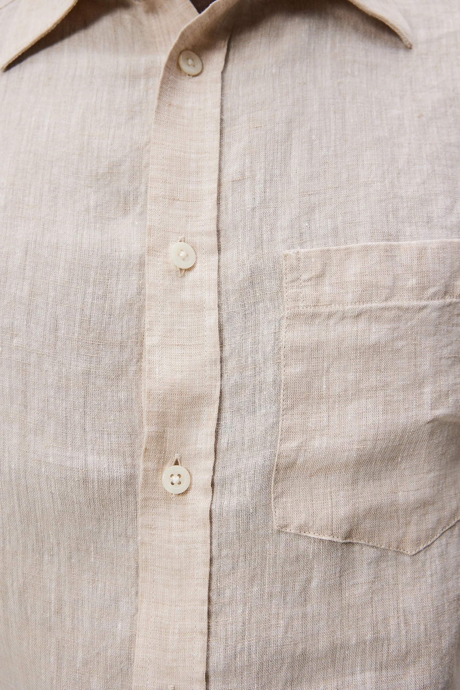 Linen Melange Long Sleeve Slim Shirt