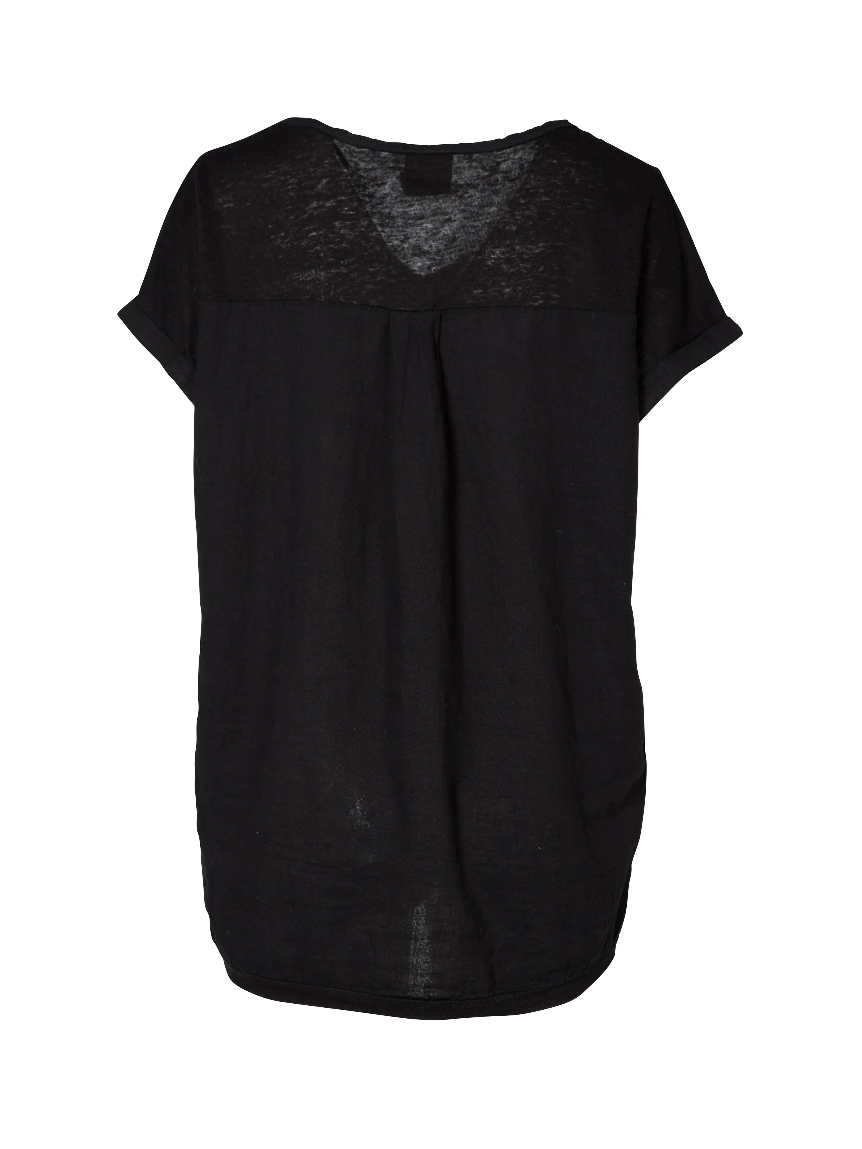 Classic Solid Black Blouse - LUISA, Elegant Long-Sleeve Design