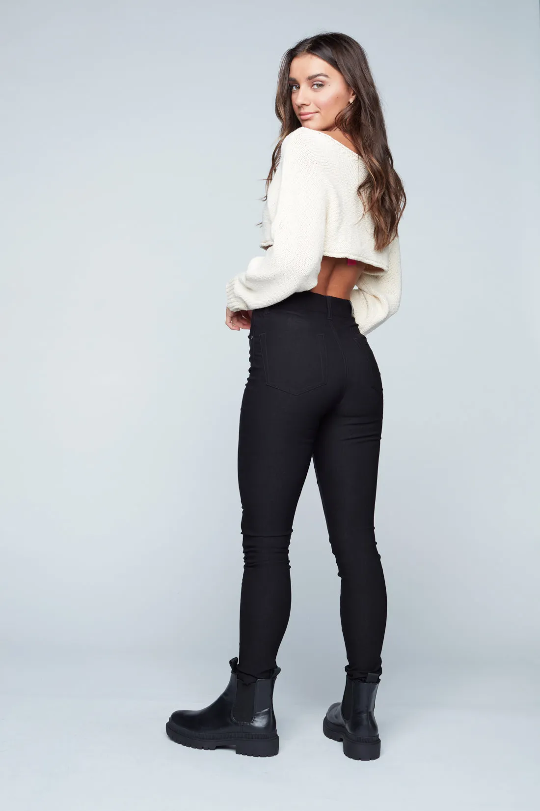 LULU - High Rise Fleece Lined Super Skinny Pants - Black