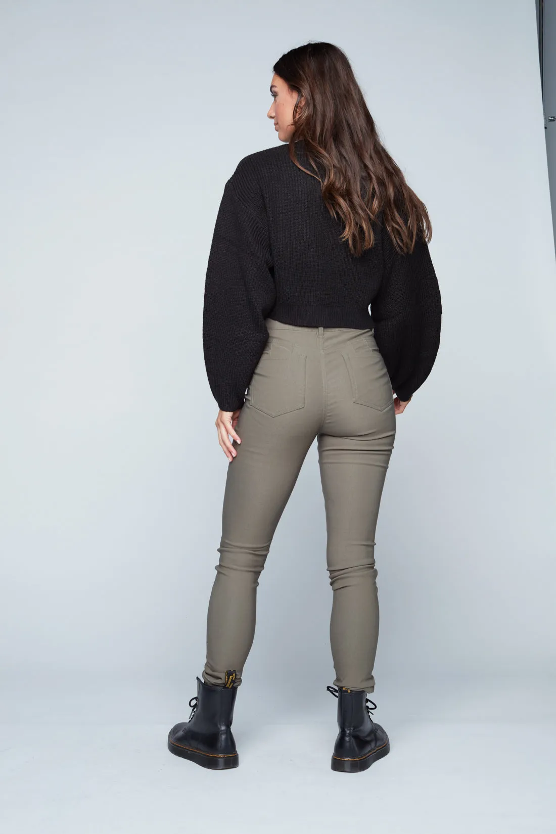 LULU - High Rise Fleece Lined Super Skinny Pants - Olive