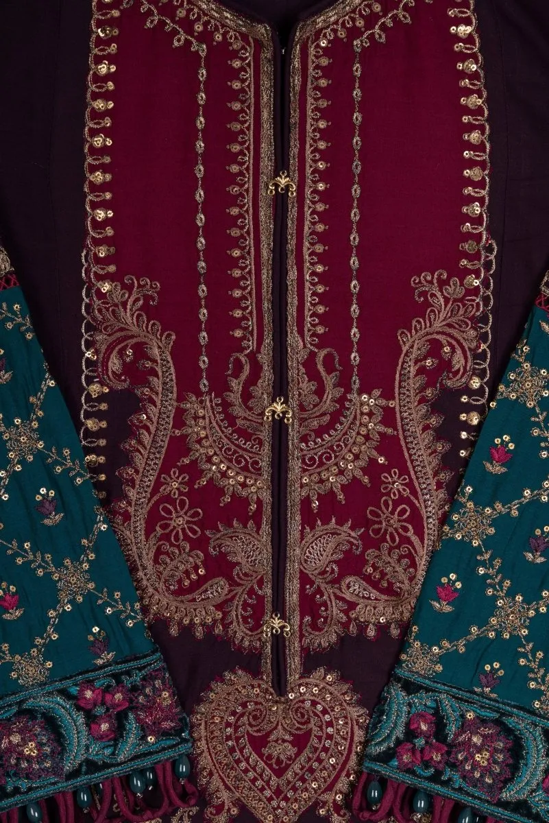 Maria B Linen Pakistani Suit DL-1002-Purple MAR131