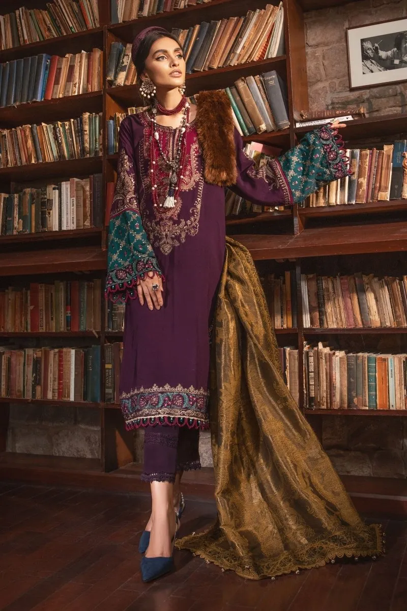 Maria B Linen Pakistani Suit DL-1002-Purple MAR131