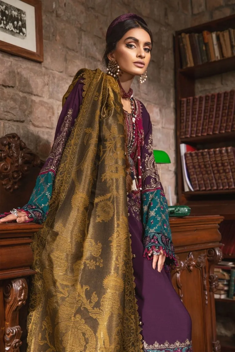 Maria B Linen Pakistani Suit DL-1002-Purple MAR131