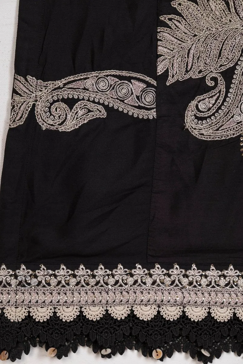 Maria B Linen Pakistani Suit DL-1004-Black and Maroon MAR132