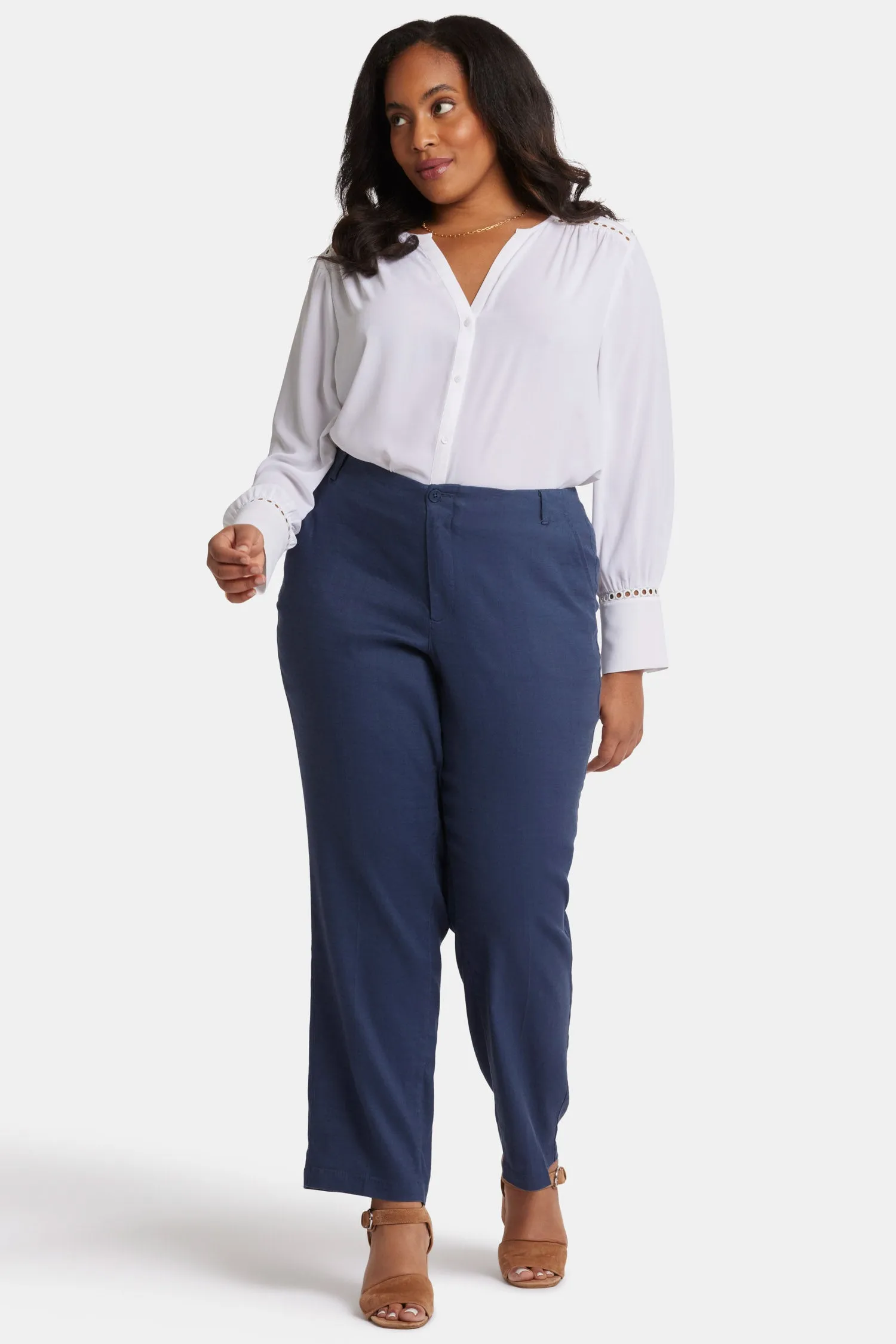 Marilyn Straight Pants In Plus Size - Oxford Navy