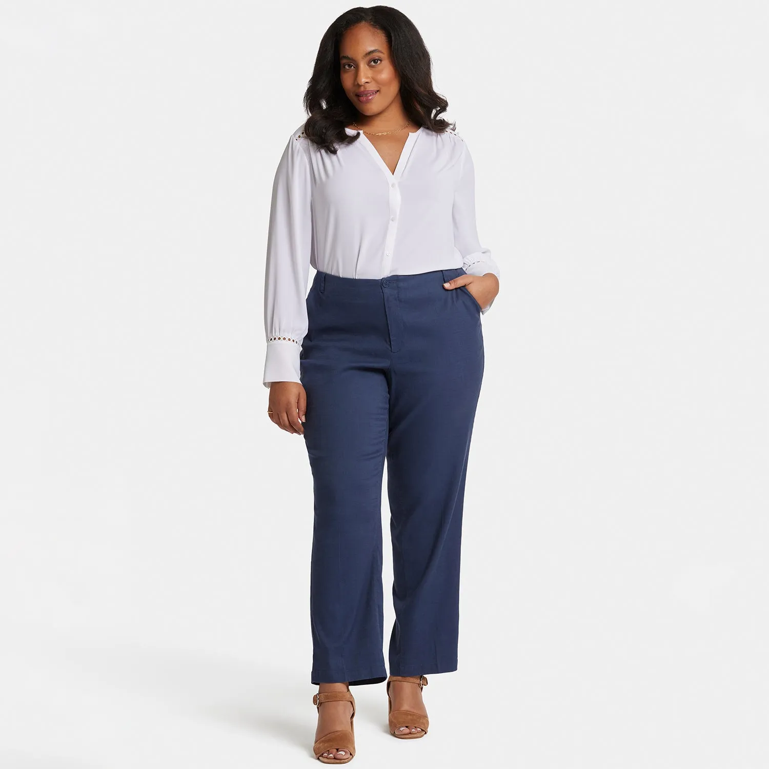 Marilyn Straight Pants In Plus Size - Oxford Navy