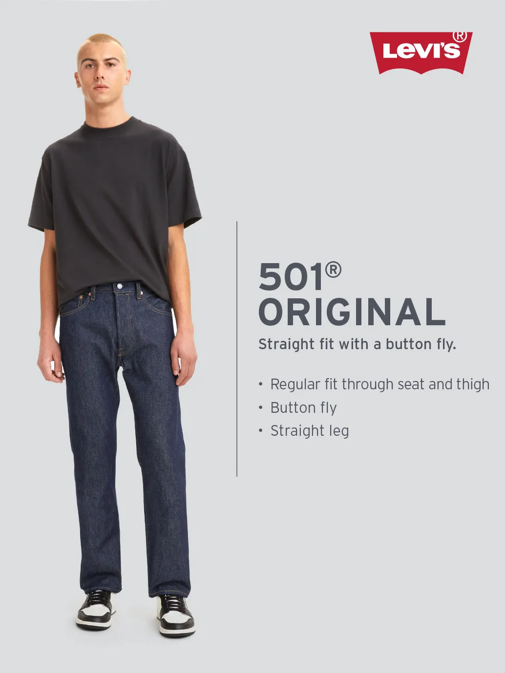 Men's 501 Light Indigo Regular Fit Jeans