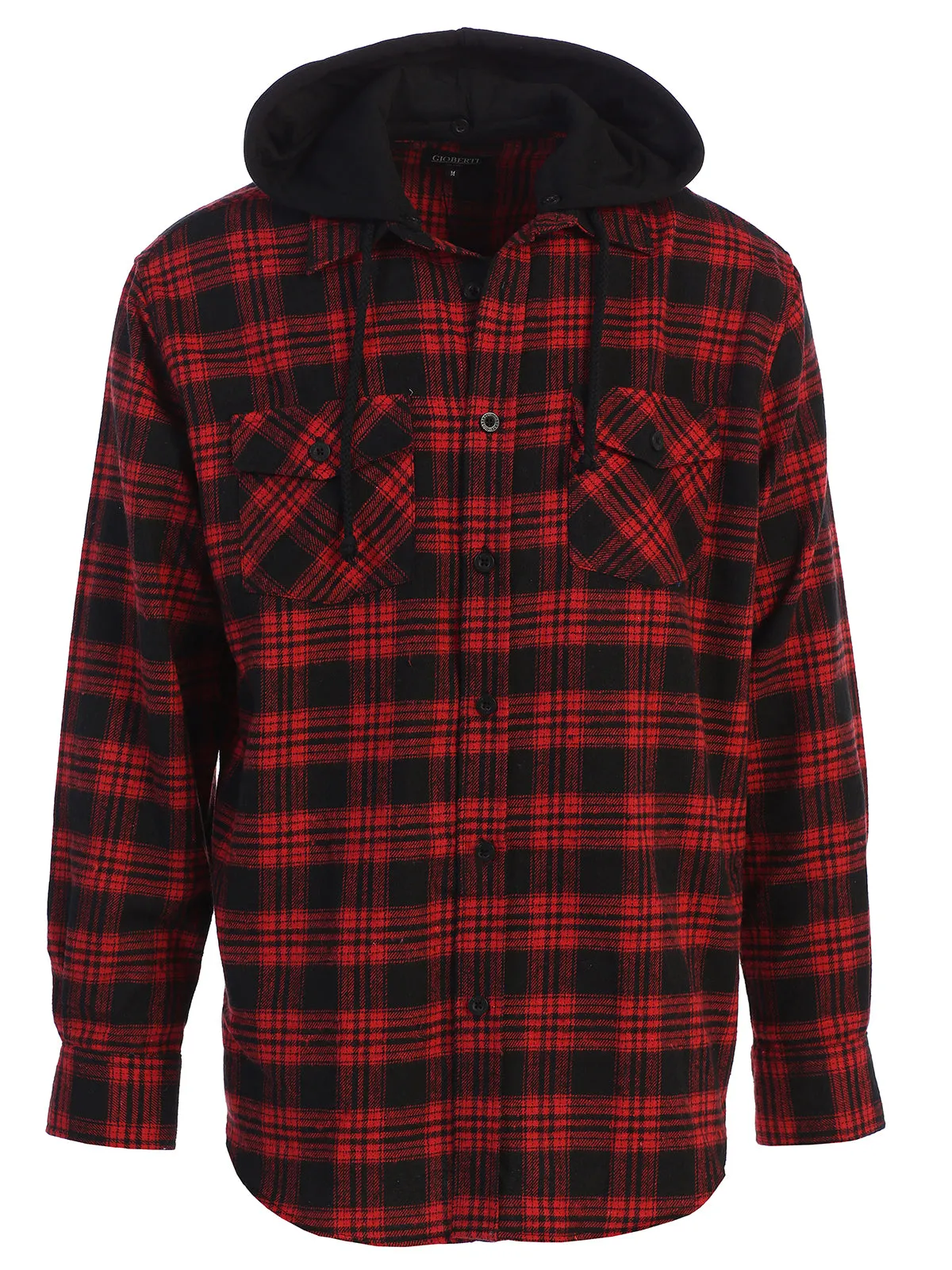 Men's Removable Hoodie Flannel Shirt, Size L