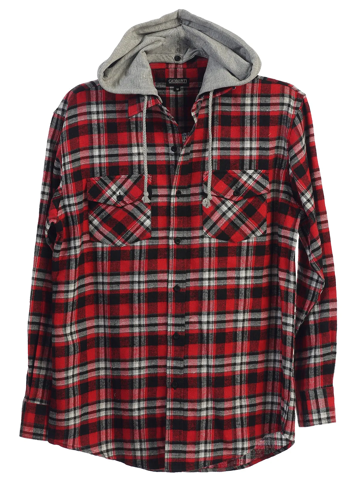 Men's Removable Hoodie Flannel Shirt, Size L