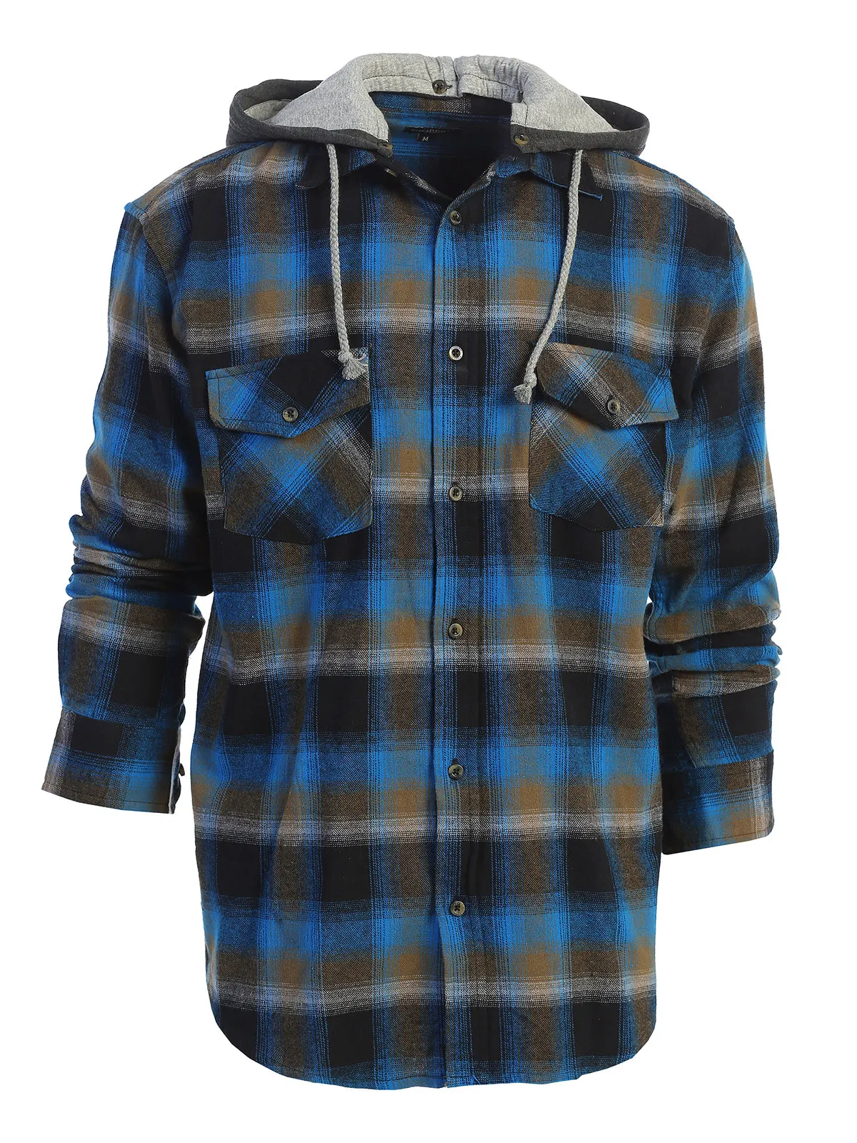 Men's Removable Hoodie Flannel Shirt, Size L