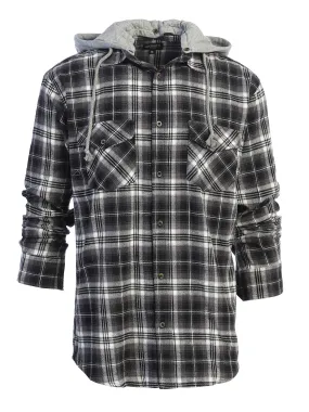 Men's Removable Hoodie Flannel Shirt, Size L