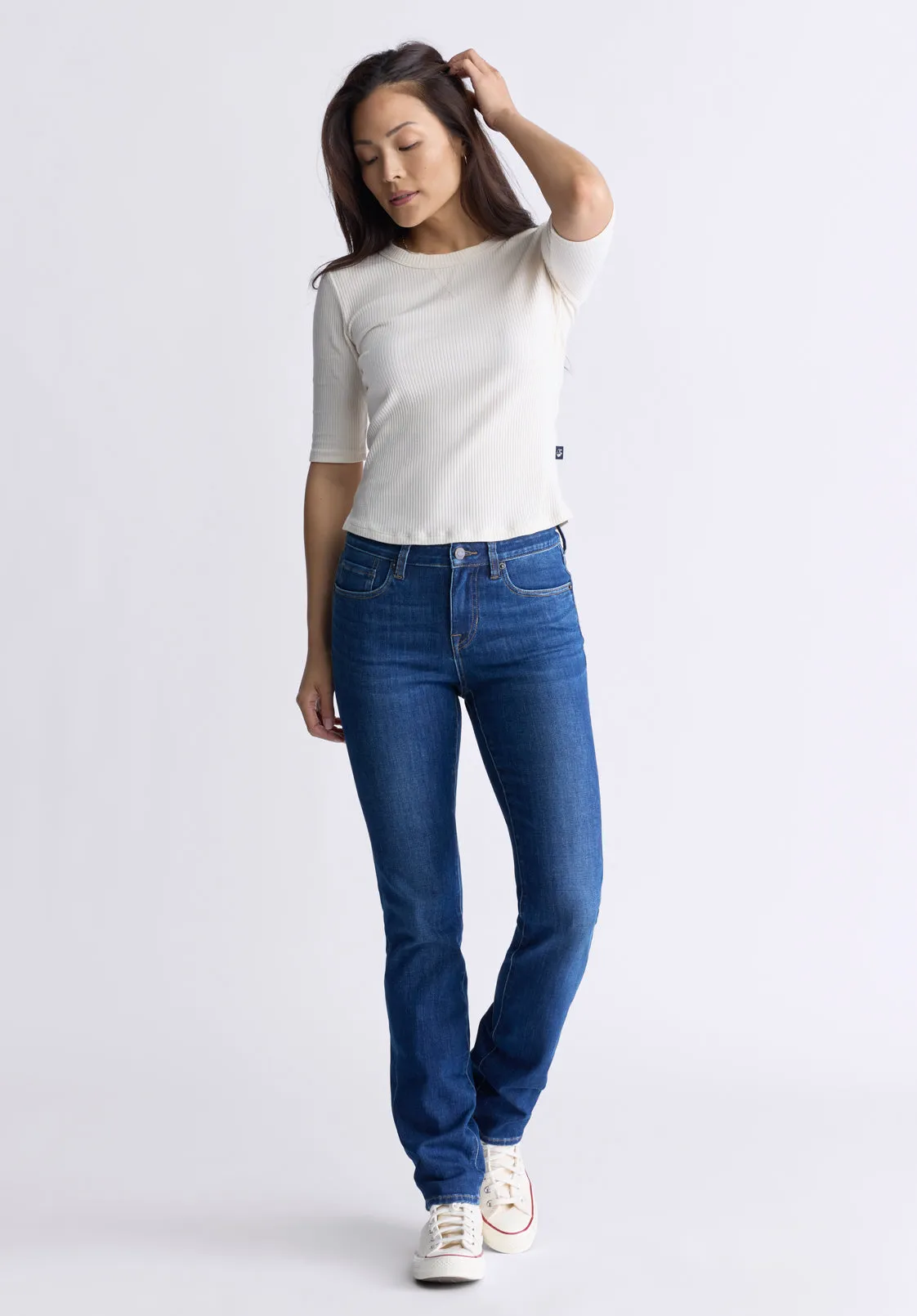 Mid Rise Slim Carrie Women's Jeans, Indigo Contrast - BL15999