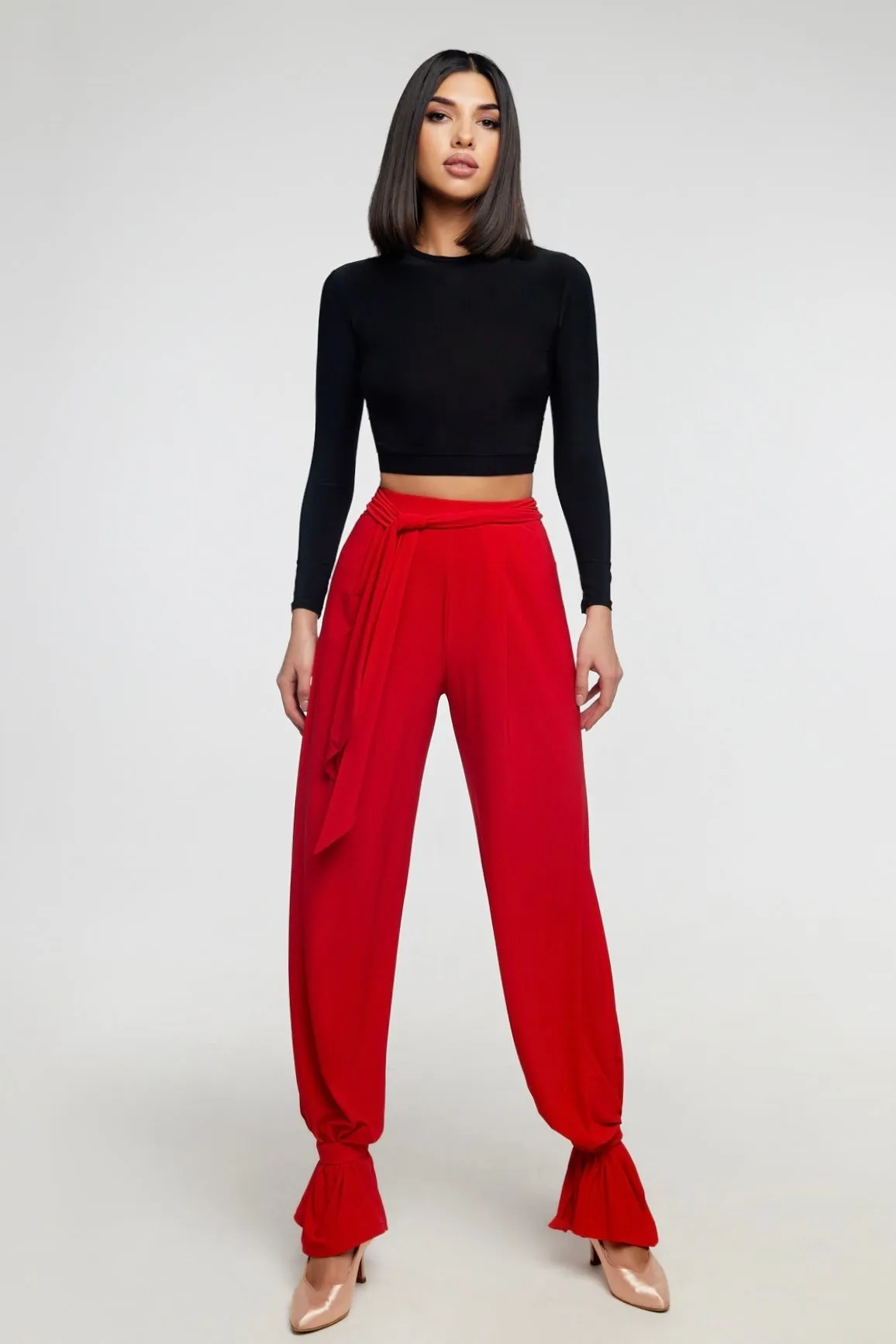 Red ankle straps for trousers