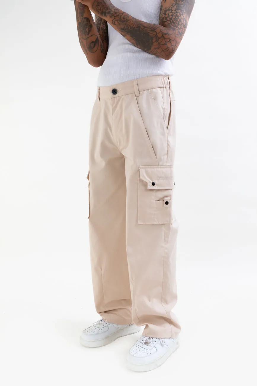 Ripstop Wide Leg Cargo Pants // Beige