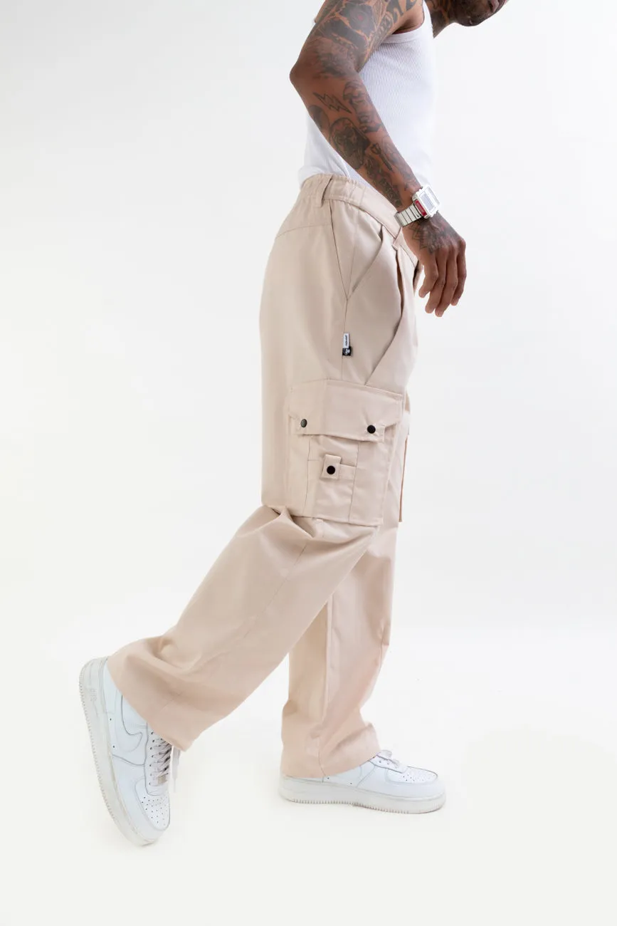 Ripstop Wide Leg Cargo Pants // Beige