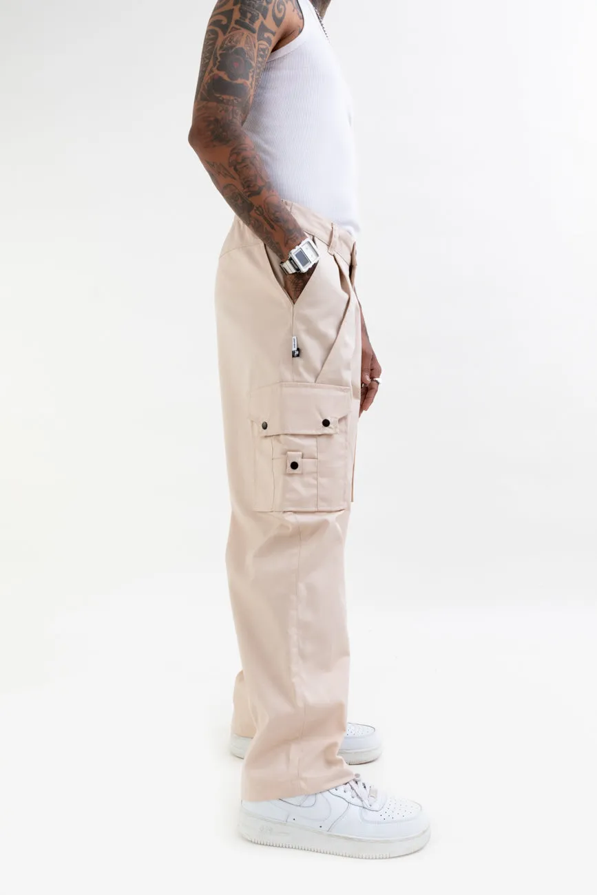 Ripstop Wide Leg Cargo Pants // Beige