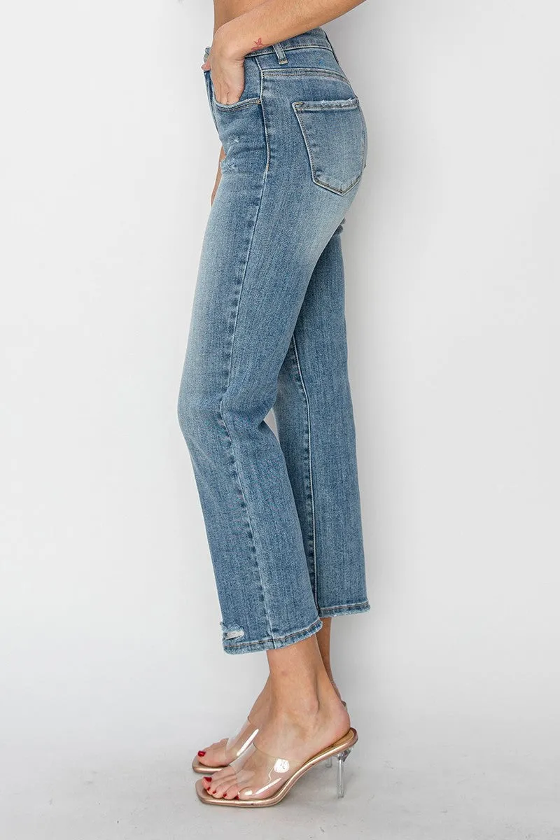 Risen: High Rise Straight Jeans