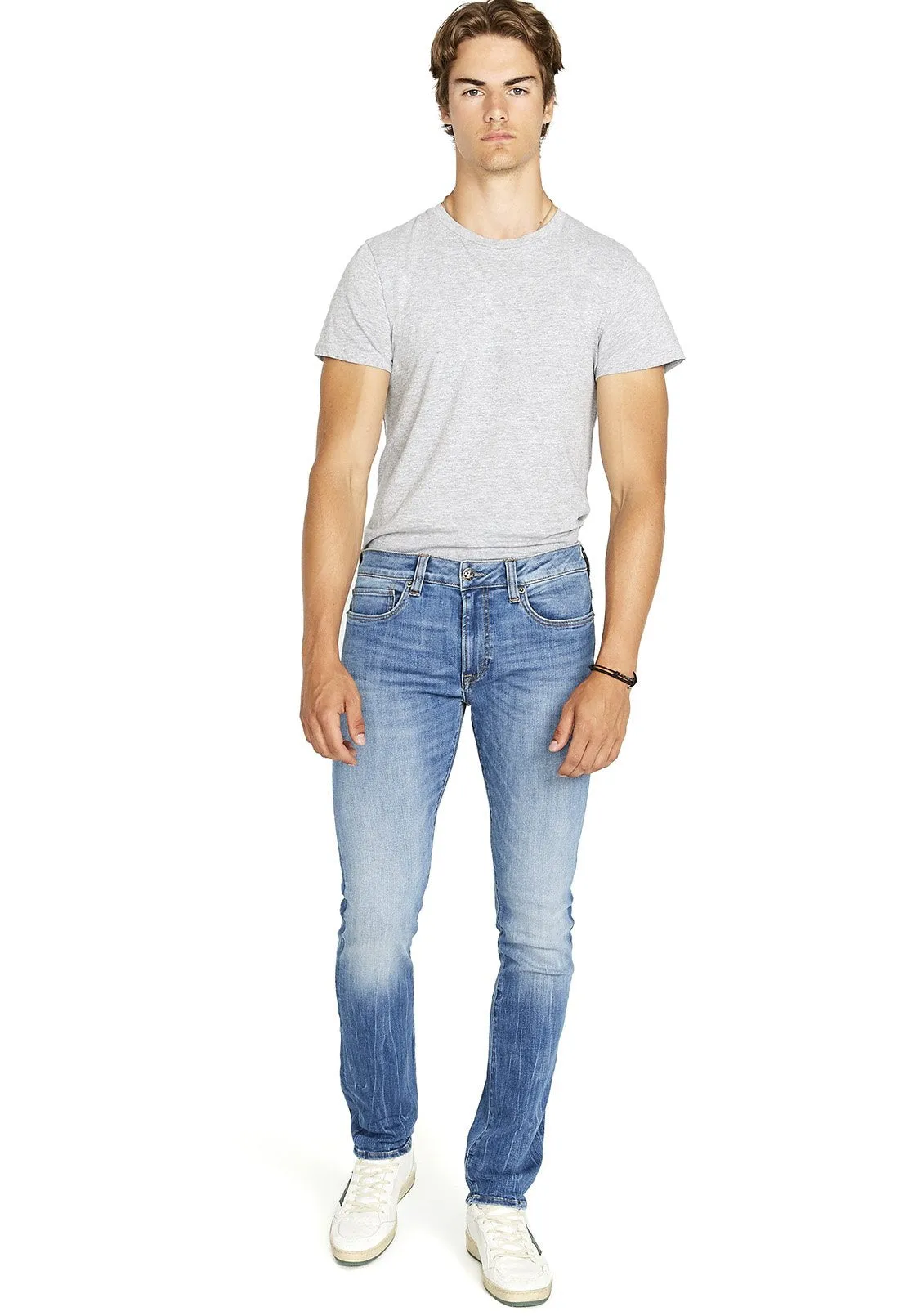 Slim Ash Men's Jean in Veined and Crinkled Blue - BM22611