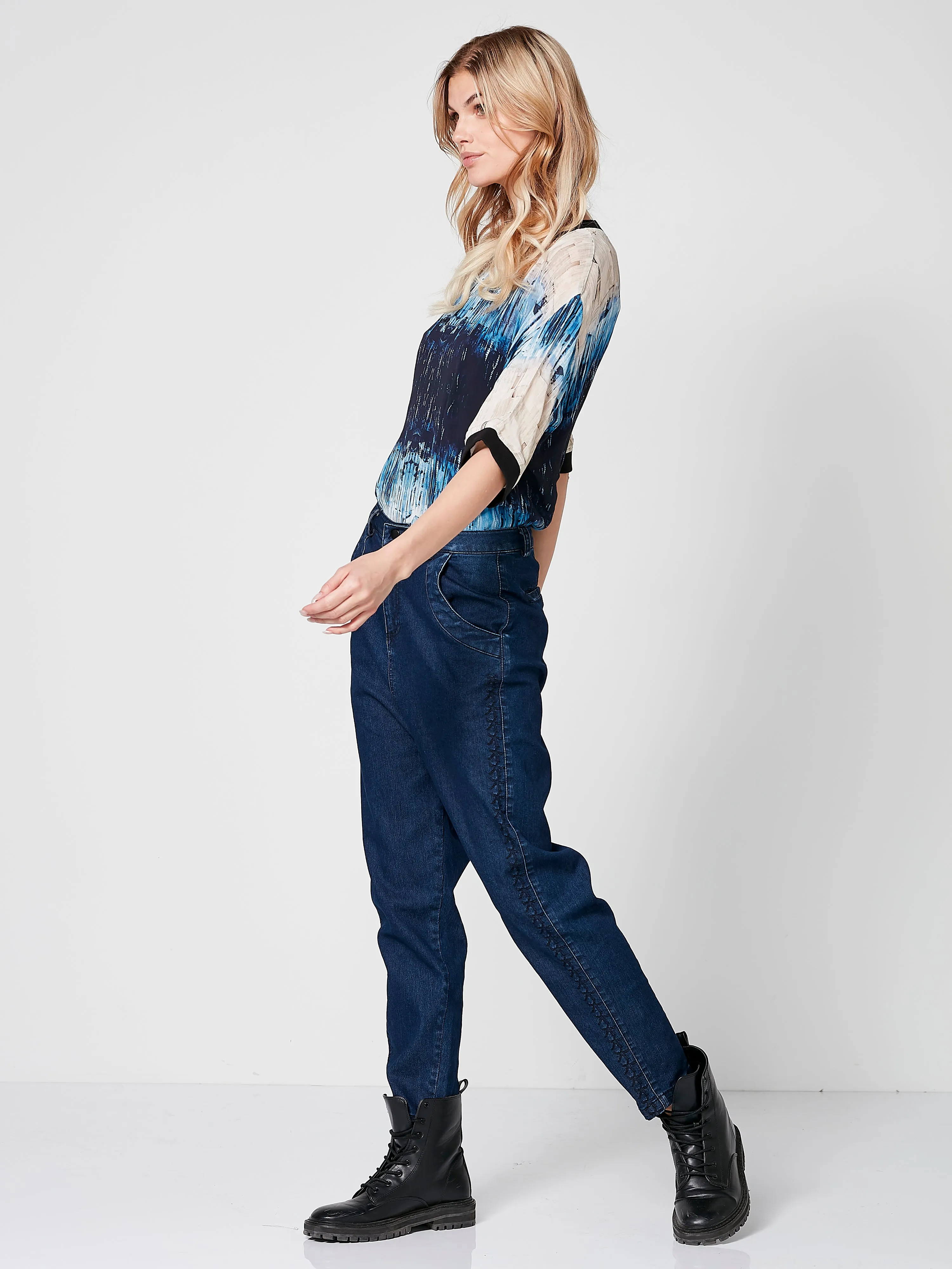 THALIA baggy trousers - Dark Denim