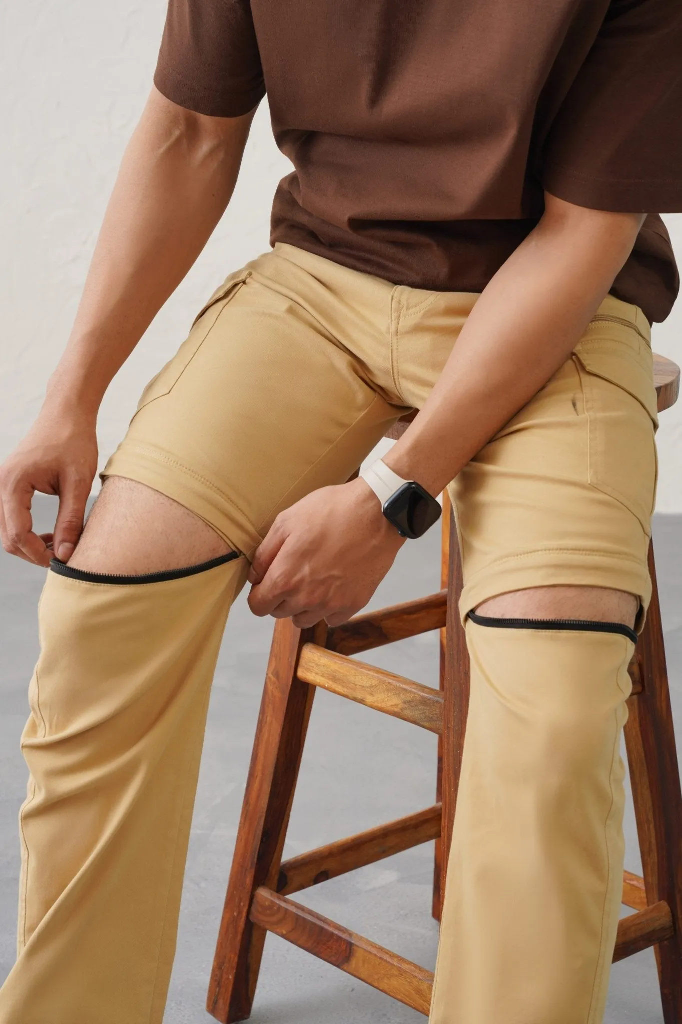 The Slim Fit Detachable Cargo Pants - Khaki