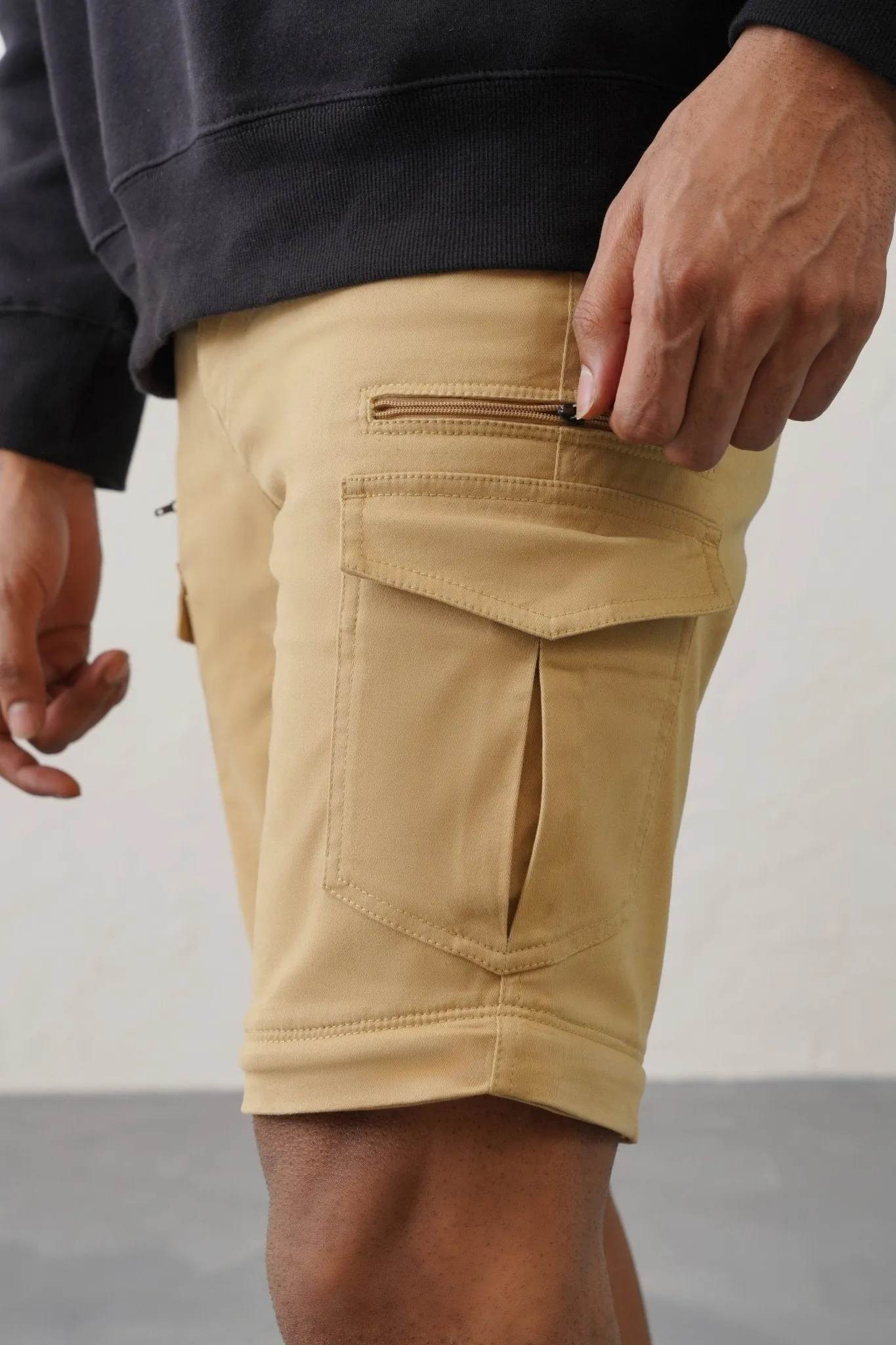 The Slim Fit Detachable Cargo Pants - Khaki