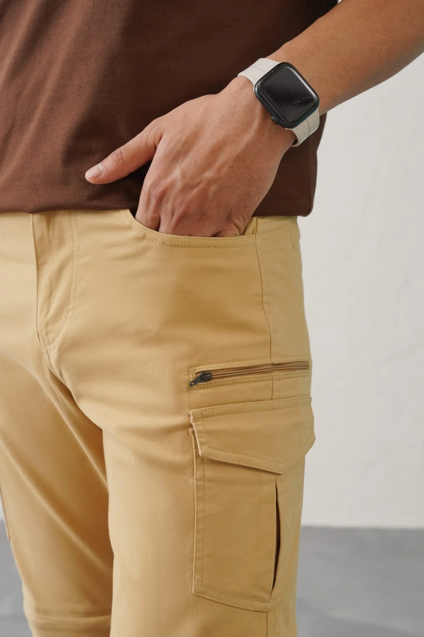 The Slim Fit Detachable Cargo Pants - Khaki