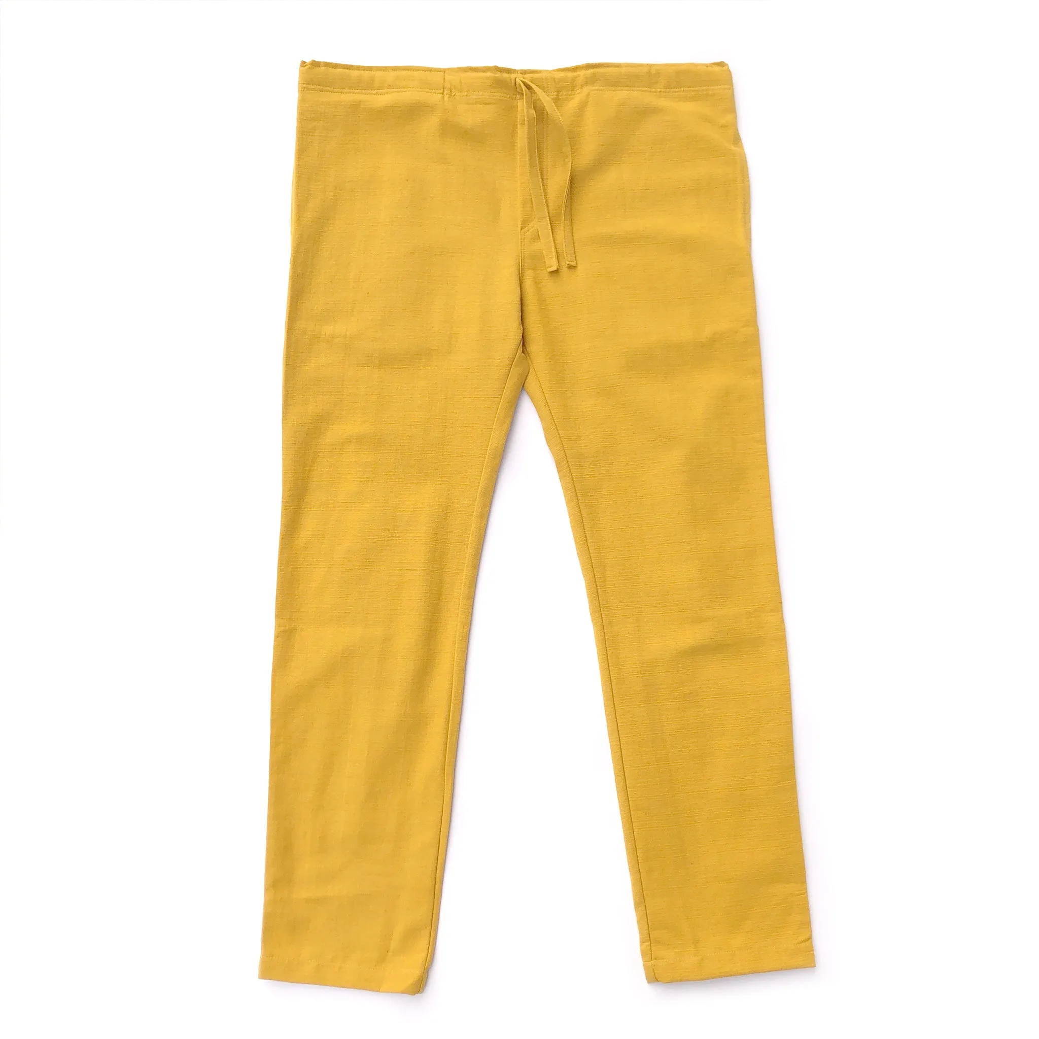 Unisex Ribbed Cotton Shing Mai Trousers Yellow