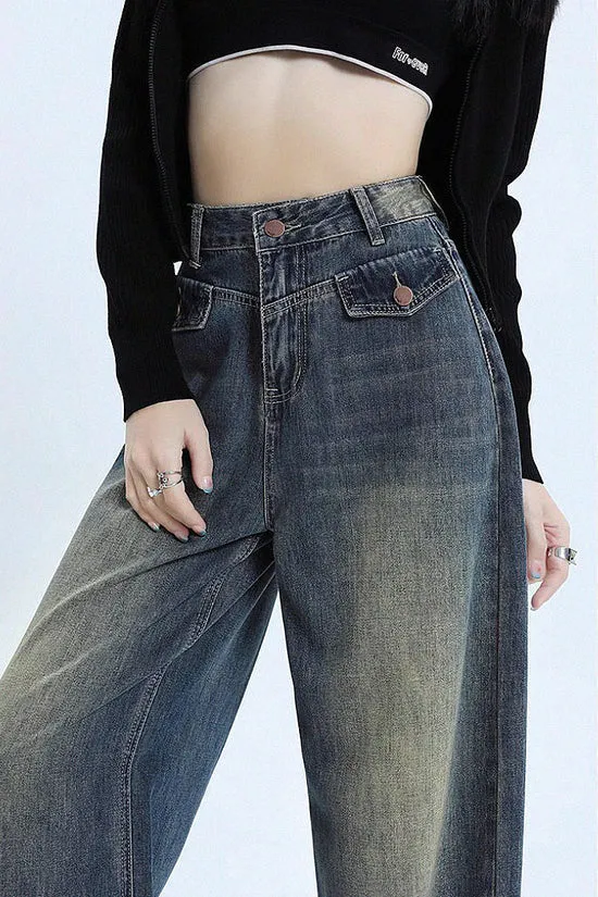 Y2k Old School Tinted Wash Baggy Wide leg Jeans